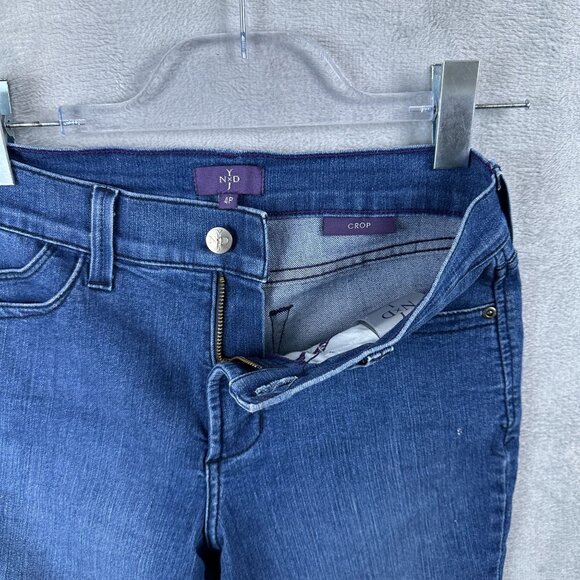 NYDJ Crop Jeans Womens Size 4P Mid Rise Medium Wash Ankle Slit Blue - Picture 5 of 12